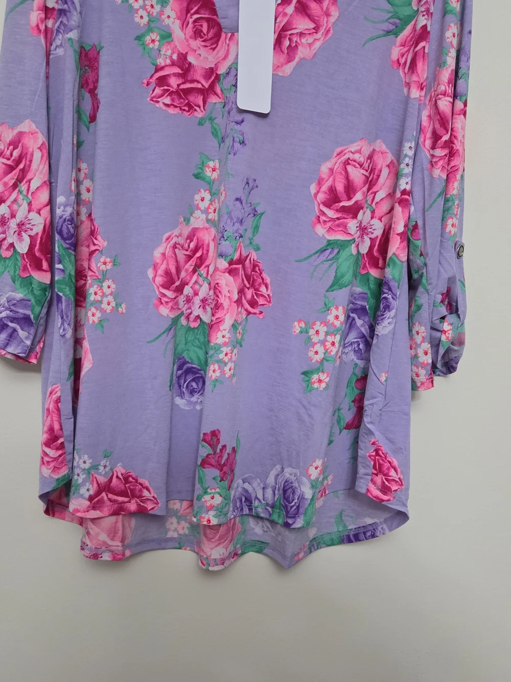 Dear Scarlett Lavender Tunic with Pink Rose Print-Size XL - Picture 3 of 8